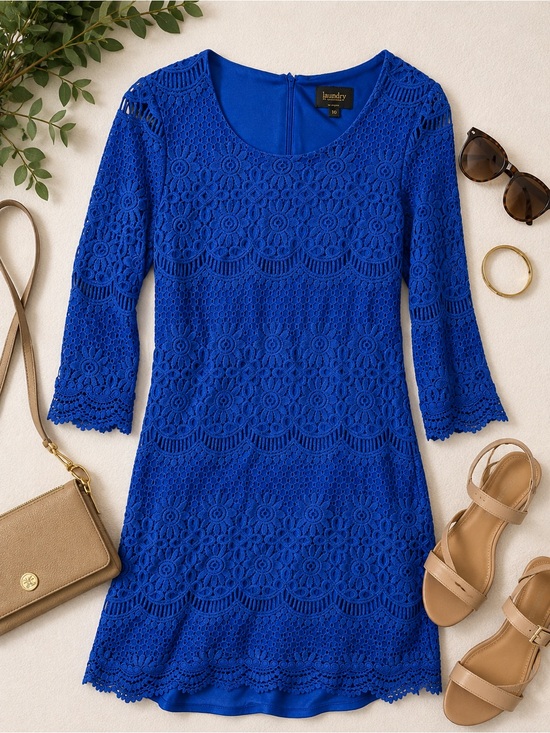 Laundry By Shelli Segal Other - Laundry By Shelli Segal Cobalt Blue Crochet Sheath Dress